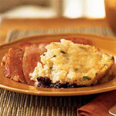 Cheddar Rice Casserole with Tomato Chutney