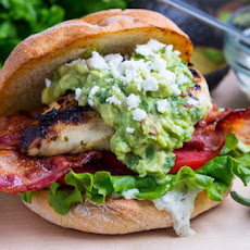 Tequila Lime Grilled Chicken Club Sandwich with Guacamole and Roasted Jalapeno Mayo