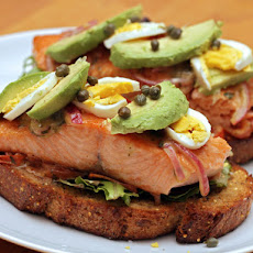 Open-Faced Salmon Sandwich with Sweet Mustard Sauce