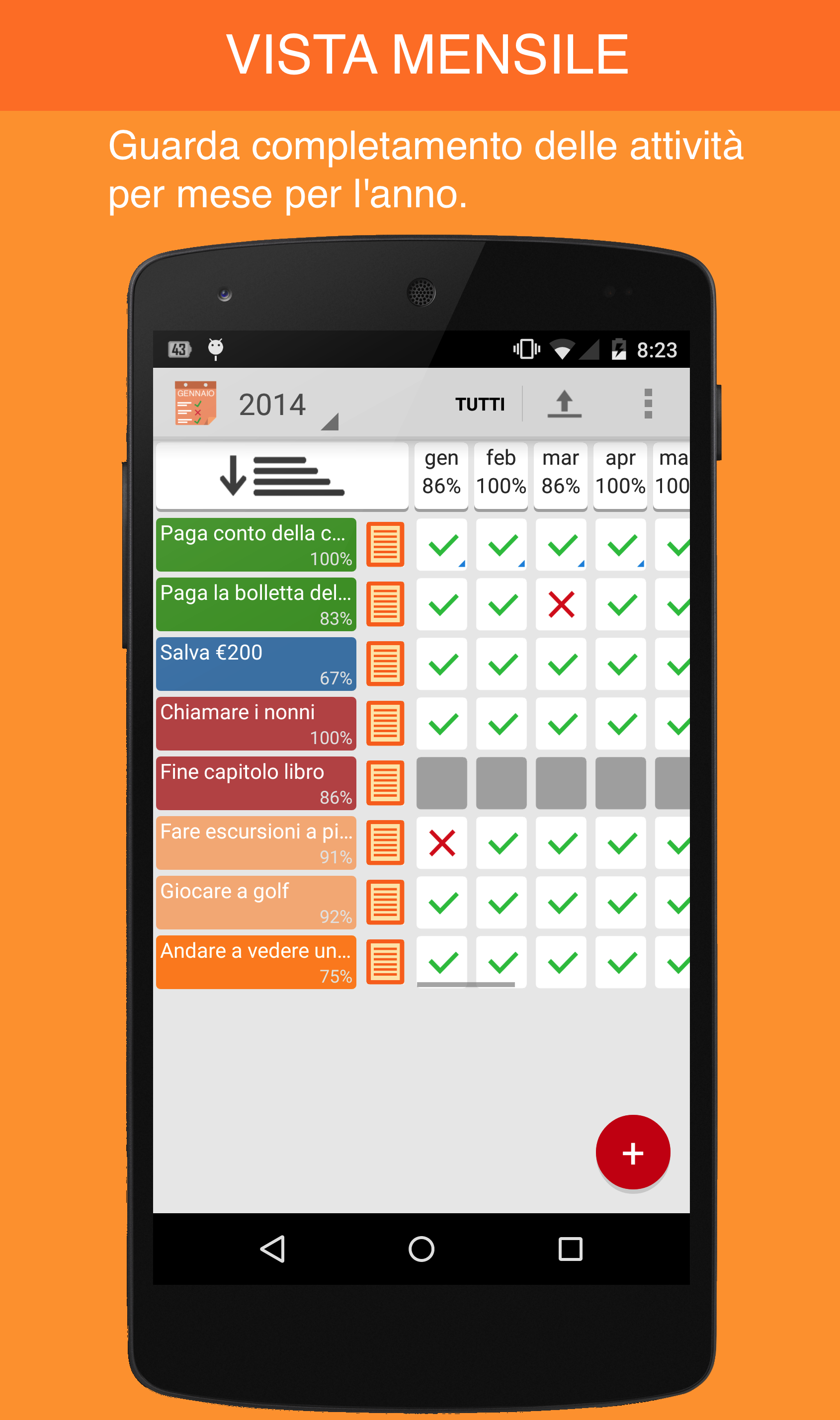 Android application Monthly Task Tracker screenshort
