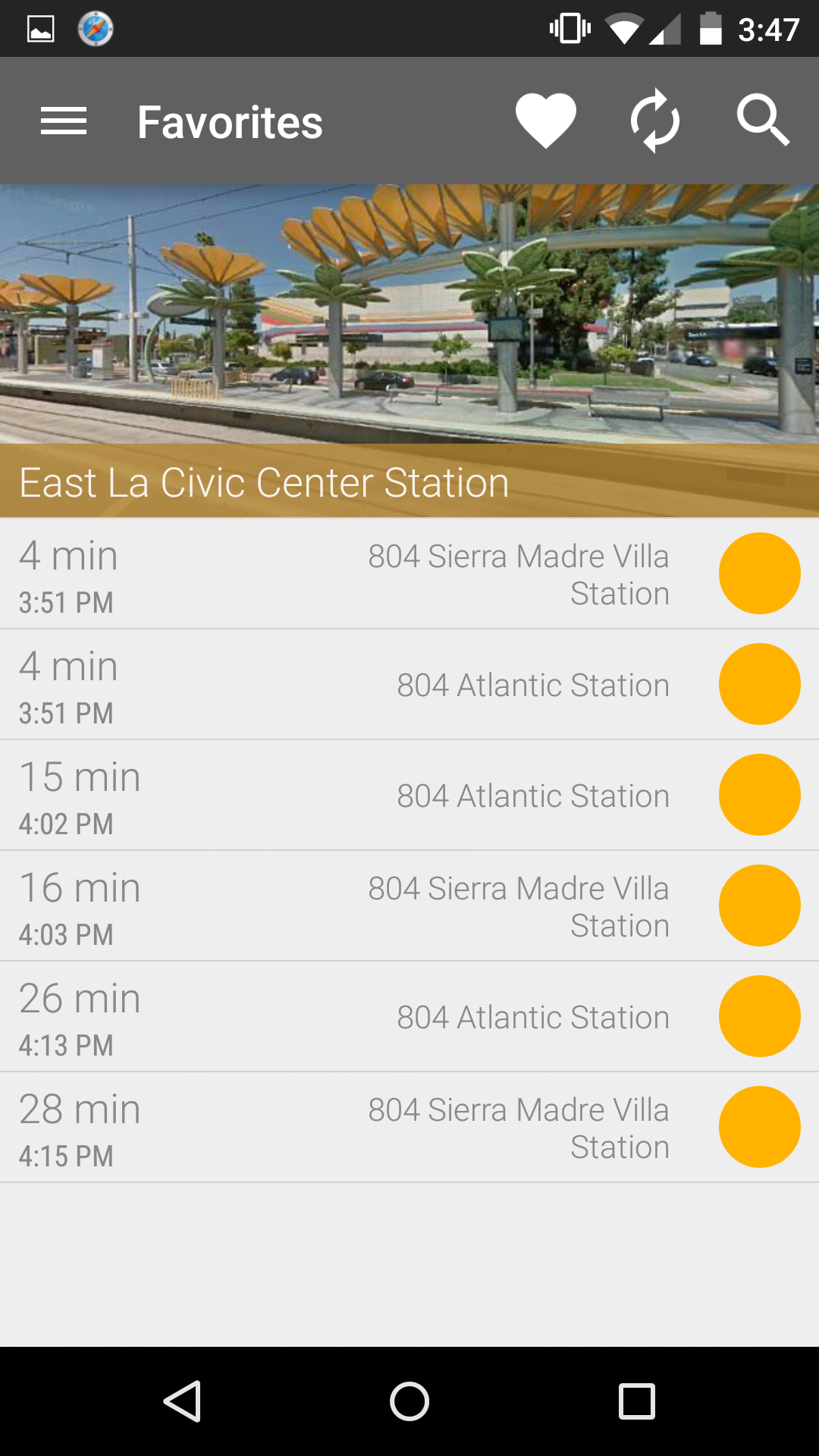 Android application Los Angeles Metro and Bus screenshort