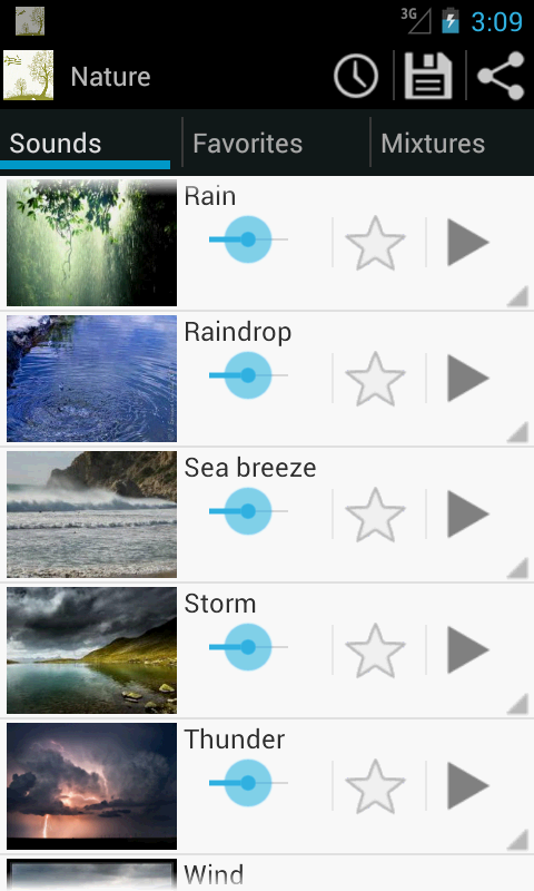 Android application Relaxing music of nature screenshort