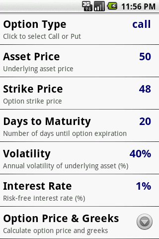 Options Calculator