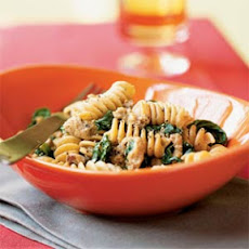 Whole Wheat Blend Rotini with Spicy Turkey Sausage and Mustard Greens