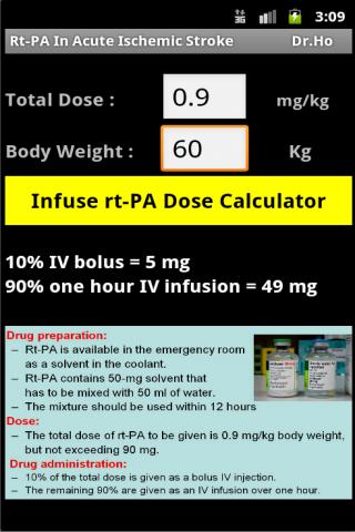 rtPA Infusion Dose Calculator