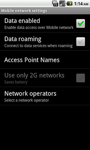 Mobile Network Settings