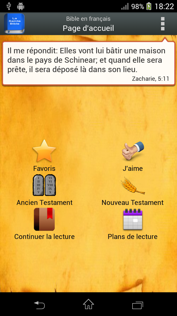 Android application Bible en français Louis Segond screenshort