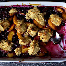 Peach Blueberry Cornmeal Cobbler