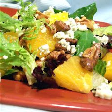 Orange, Walnut, Gorgonzola and Mixed Greens Salad with Fresh Citrus Vinaigrette