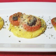 Polenta Pizzas With Roasted Tomatoes and Kalamata Olives