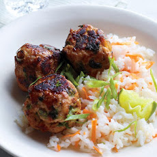 Asian Turkey Meatballs with Carrot Rice