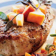 Sage-Rubbed Pork Chops with Pickled Peach Relish
