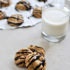 Fudge Striped Pumpkin Peanut Butter Cookies