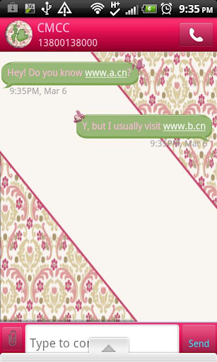 GO SMS THEME PnkGrnDamask