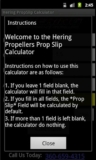 Hering Prop Slip Calculator