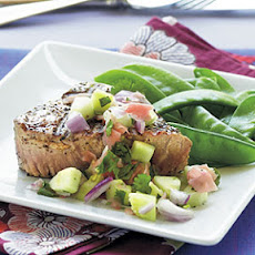 Grilled Tuna Steaks with Cucumber–Pickled Ginger Relish