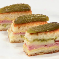 Mini Grilled Gruyere and Ham Sammies with Cornichons