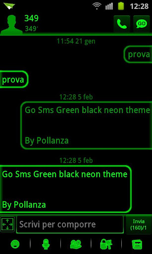 GO SMS Green Black Neon