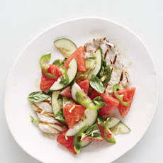 Grilled Pork Cutlets with Watermelon-Cucumber Salad