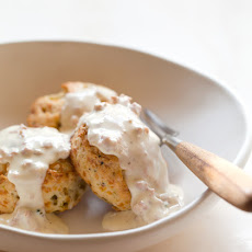 Little Green Chile and Cheddar Biscuits with a Simple Country Gravy