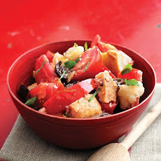 Tomato Bread Salad with Olives and Mint