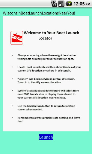 Boat Launch Locator -Wisconsin
