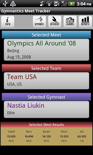 Gymnastics Meet Tracker