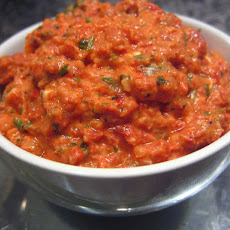 Roasted Red Pepper Dip with Green Herbs