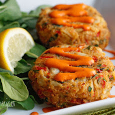 Baked Lump Crab Cakes with Red Pepper Chipotle Lime Sauce