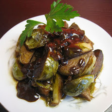 Marinated Brussels Sprouts with a Dark Chocolate Cayenne Sauce