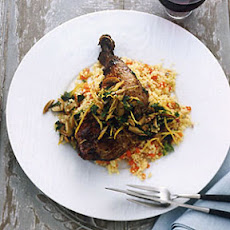 Crispy Chicken Leg Confit with Couscous and Olives