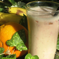 Healthy Strawberry, Orange, Banana, Soymilk Smoothie