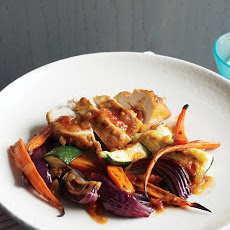 Roast Chicken with Zucchini, Carrots, and Onions
