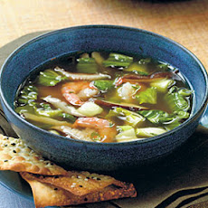 Oriental Soup with Mushrooms, Bok Choy, and Shrimp