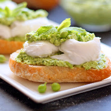 Smashed Peas and Fava Beans with Fresh Mozzarella