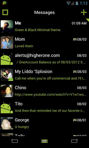 Go SMS Theme Black Minimal