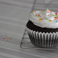 Chocolate-Chocolate Cupcakes With White Frosting