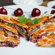 Duck Quesadillas with Chipotle Cherry Salsa and Goat Cheese
