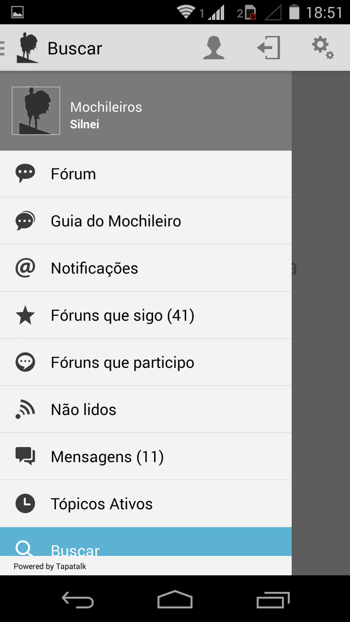 Android application Mochileiros 4.0 screenshort