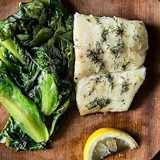 Halibut Over Wilted Escarole