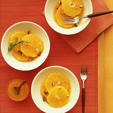 Sliced Oranges with Orange-Flower Syrup and Candied Hazelnuts