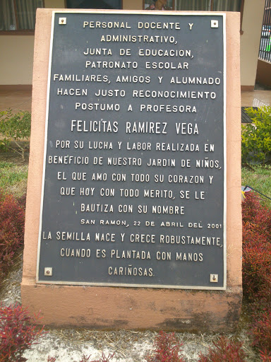 Placa Homenaje A Felicitas Ramírez Vega