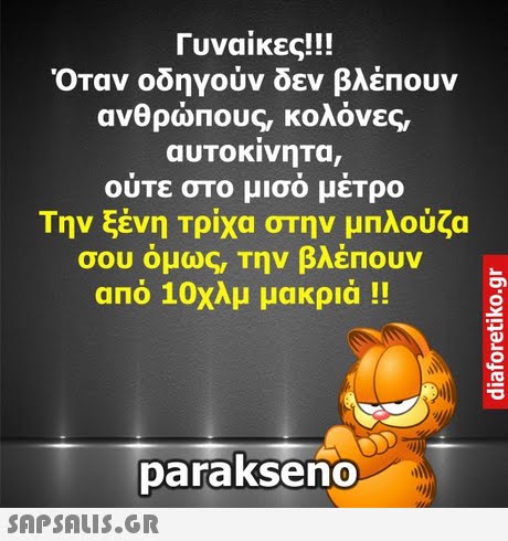 Γυναίκες!! Όταν οδηγούν δεν βλέπουν ανθρώπους, κολόνες, aUTOK!νητα, ουτε στο μισο μετρο Την ξένη Τρίχα στην μπλούζα σου όμως, Την βλέπουν από 10χλμ μακριά !! 2 parakseno 