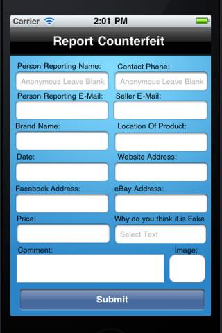 【免費購物App】Counterfeit Report-APP點子