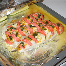 Citrus and Smoked Salmon Striped Roast Halibut