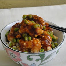 Restaurant Style Chinese Orange Chicken With Spring Peas