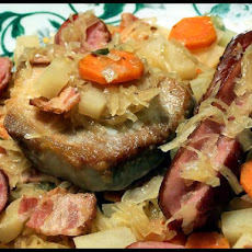 Sauerkraut Smothered With Pork Chops and Sausage