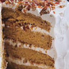 Pumpkin Cake with Whipped Cream and Pecan Praline