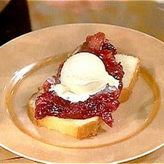 Cranberry Sauce over Pound Cake a la Mode
