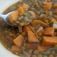 Savory Golden Lentil and Sweet Potato Soup